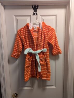 Kids Fox Orange Stripe Hooded Bathrobe